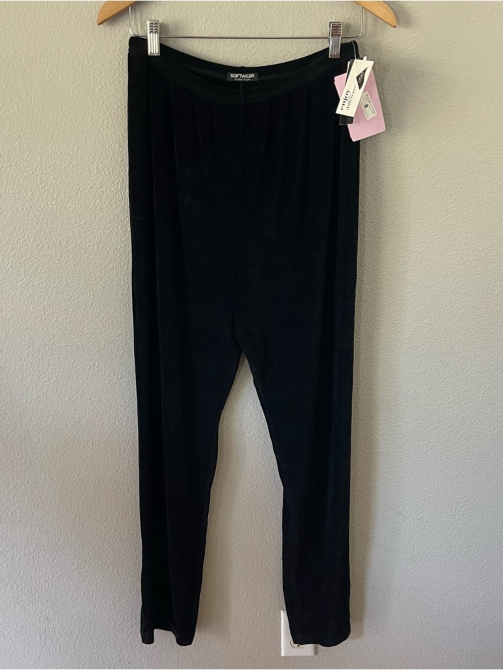 Y2K Vintage Softwear By Mark Singer Black Pull On Elastic Waist Pants Size L NWT